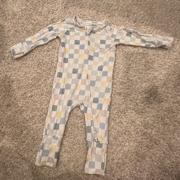 Designer- Cozy Checkered Kids Footie in Pastel Hues - Picture 1 of 8